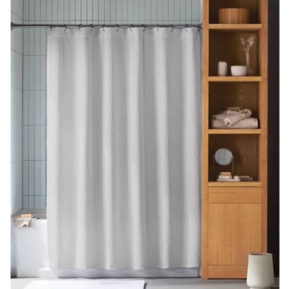 Haven 54" x 80" Diamond Shower Curtain in Lunar Rock Light Grey Soft Cotton